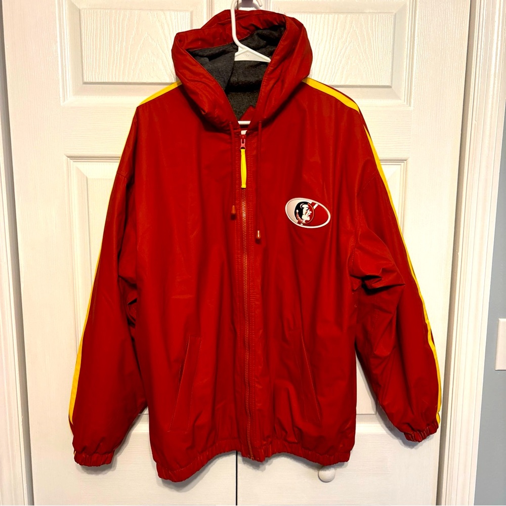 FSU Florida State Seminoles Jacket Flannel Lined Zipper Hooded Men's L ESSEX